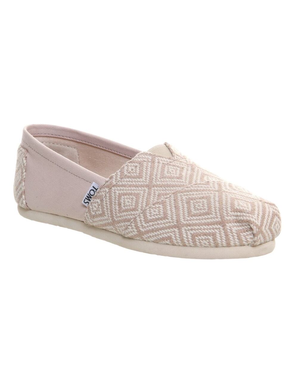 TOMS Women's W7 Alpargata Classics Woven Diamond Slip-On Neutral Canvas Flats